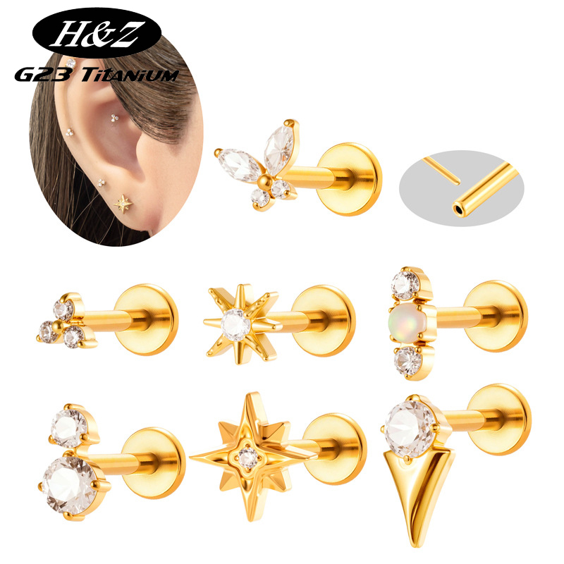 Body Jewelry Threadless - 1PC G23 티타늄 16G 나사 없는