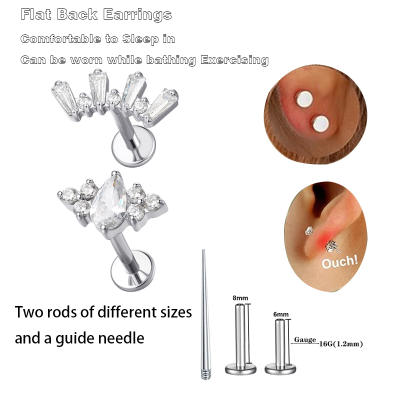 Body Jewelry Flat Back - 1개 ASTM 티타늄 헬릭스 피어싱 쥬얼리
