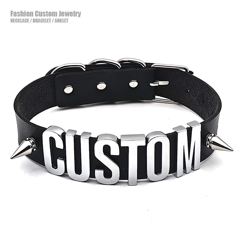 Body Jewelry Goth - 펑크 리벳 맞춤형 편지 칼라 스파이크