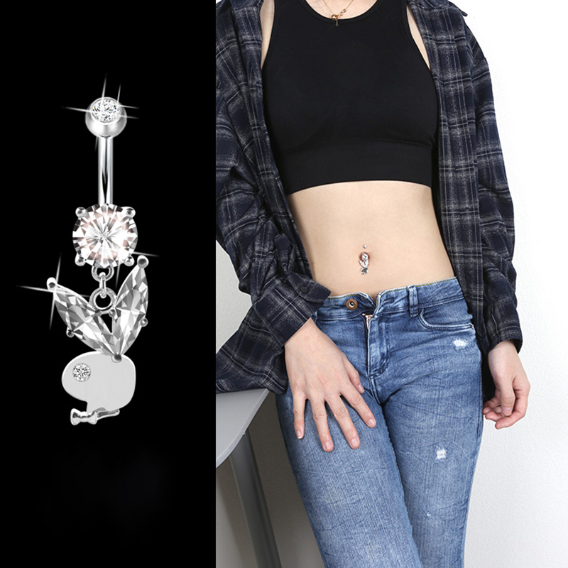 Body Jewelry Goth - 저자극성 925 스털링 실버 토끼 배꼽