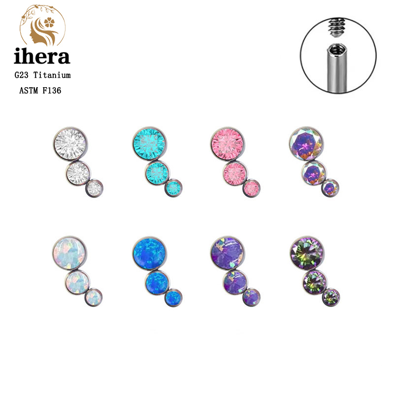 Body Jewelry Lip Ring - G23 티타늄 라운드 지르콘 플랫 스터드