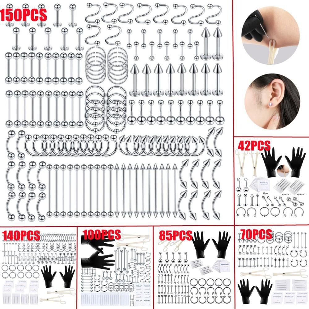 Body Jewelry Lip Ring - 150/140/85/70/42개 바디 피어싱 키트 쥬얼리 도구