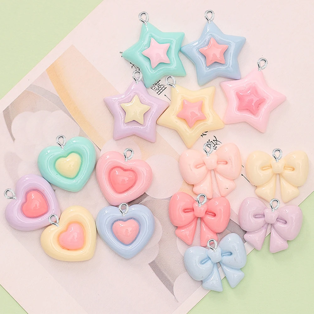 Star Flat Back - 10PCS 반짝 이는 스타 하트 보우