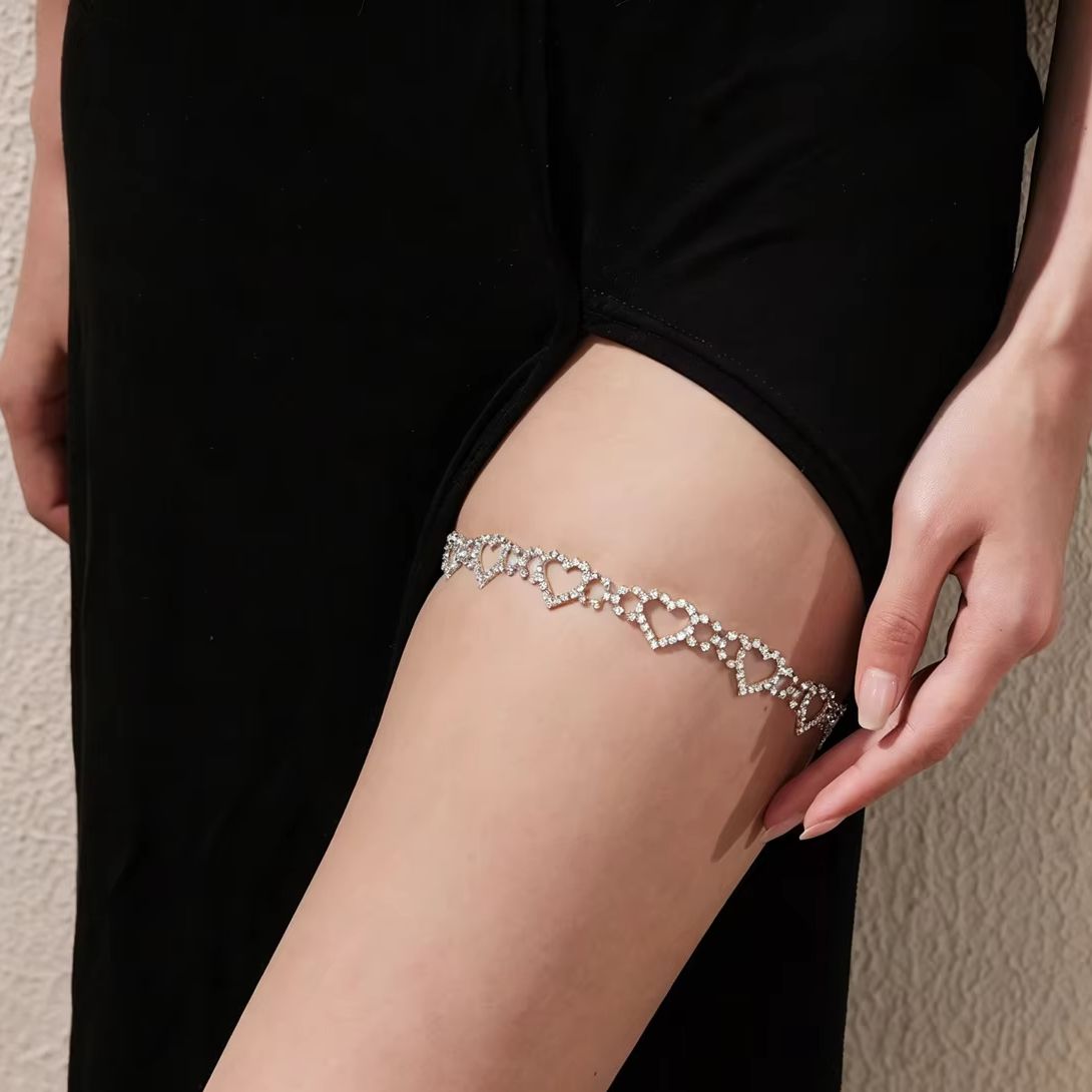 Body Jewelry Charms - 하트 레그 체인 라인스톤 체인 블랙