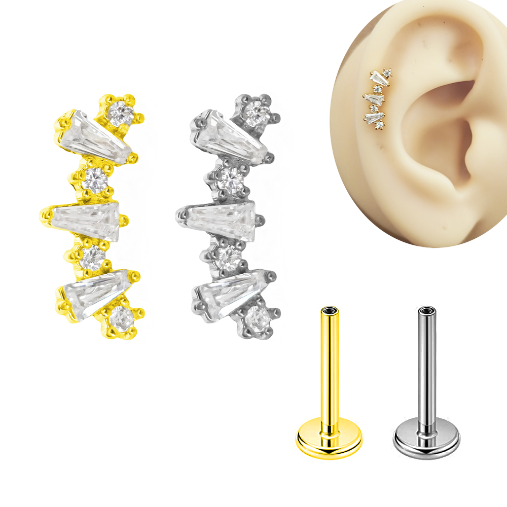 Tragus Flat Back - 내부 나사산 큐빅 래브릿 100% 316L