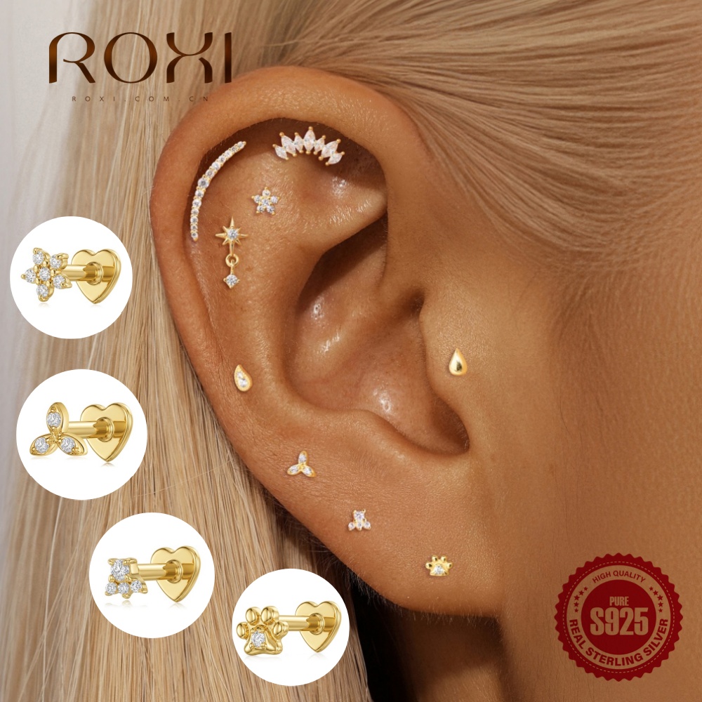 Body Jewelry Flat Back - 록시 1개 925 스털링 실버 플랫