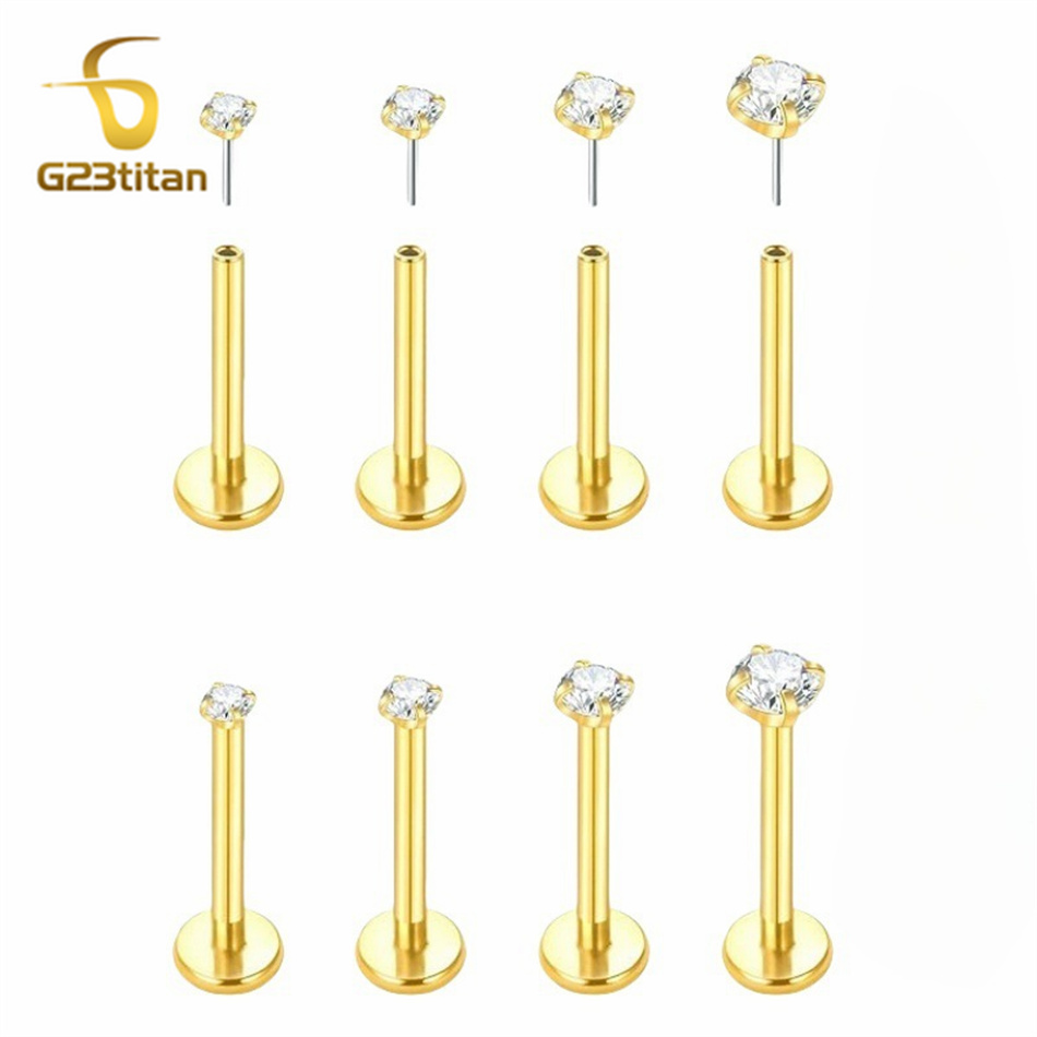 Tragus Flat Back - 2피스 G23 티타늄 푸쉬인 귀걸이 플랫