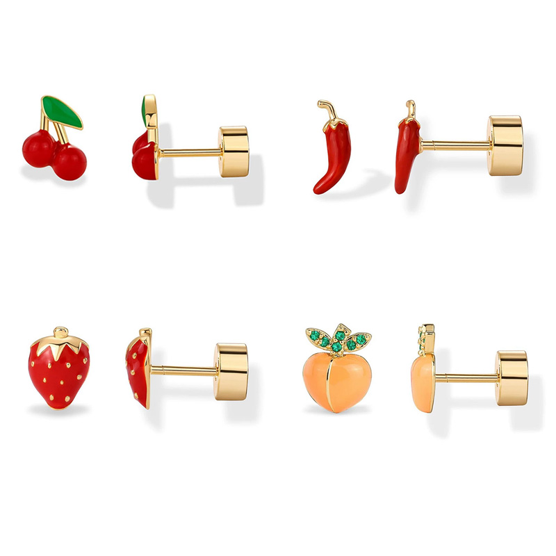 Body Jewelry Flat Back - 여성을위한 2pcs 연골 귀걸이 스터드 외과