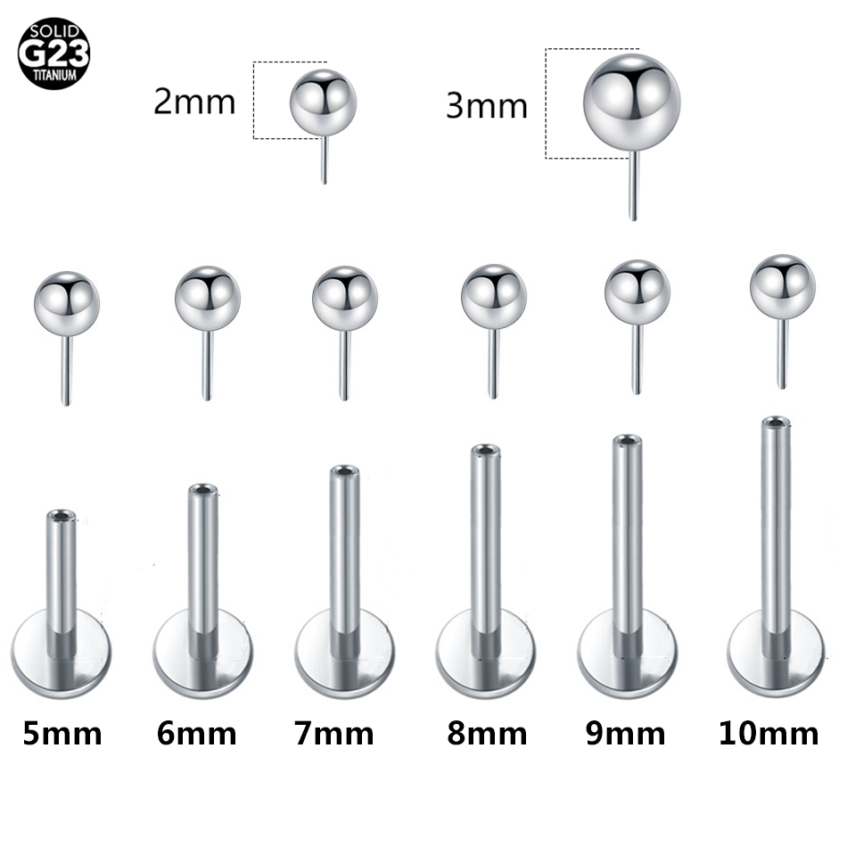 Body Jewelry Threadless - 1/10pcs 티타늄 푸시 인 볼 Labret