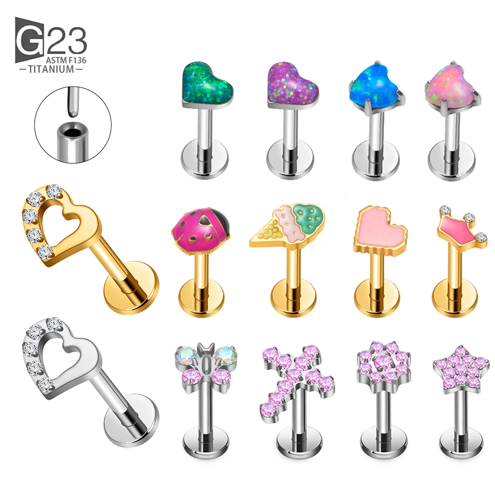Body Jewelry Threadless - G23 티타늄 스레드리스 피어싱 16G/18G/20G 하트
