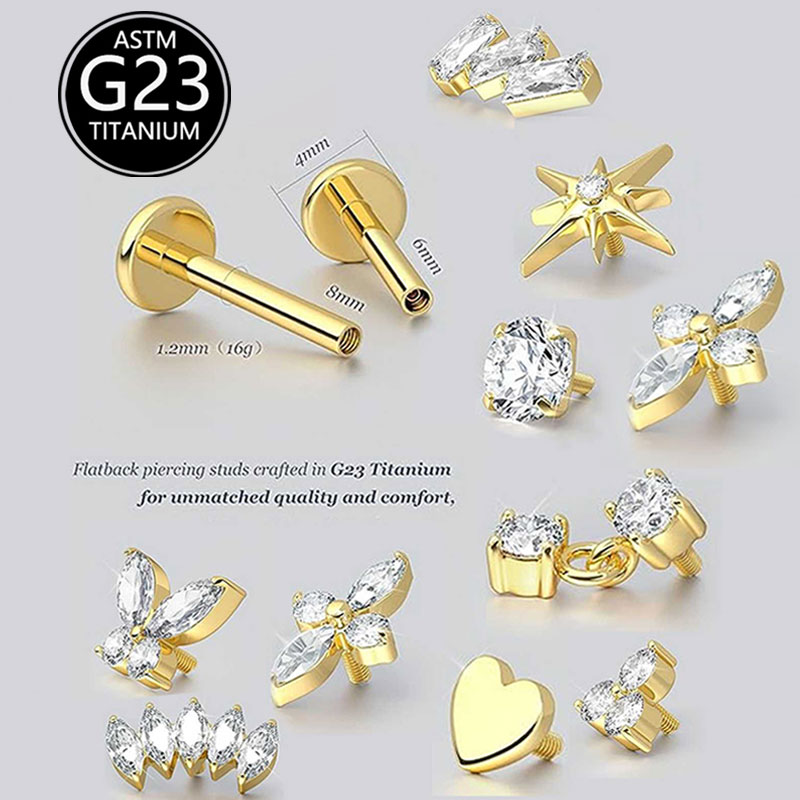 2개 F136 G23 티타늄 연골 귀걸이 내부 나사형  - Body Jewelry Threadless 리뷰 및 가격