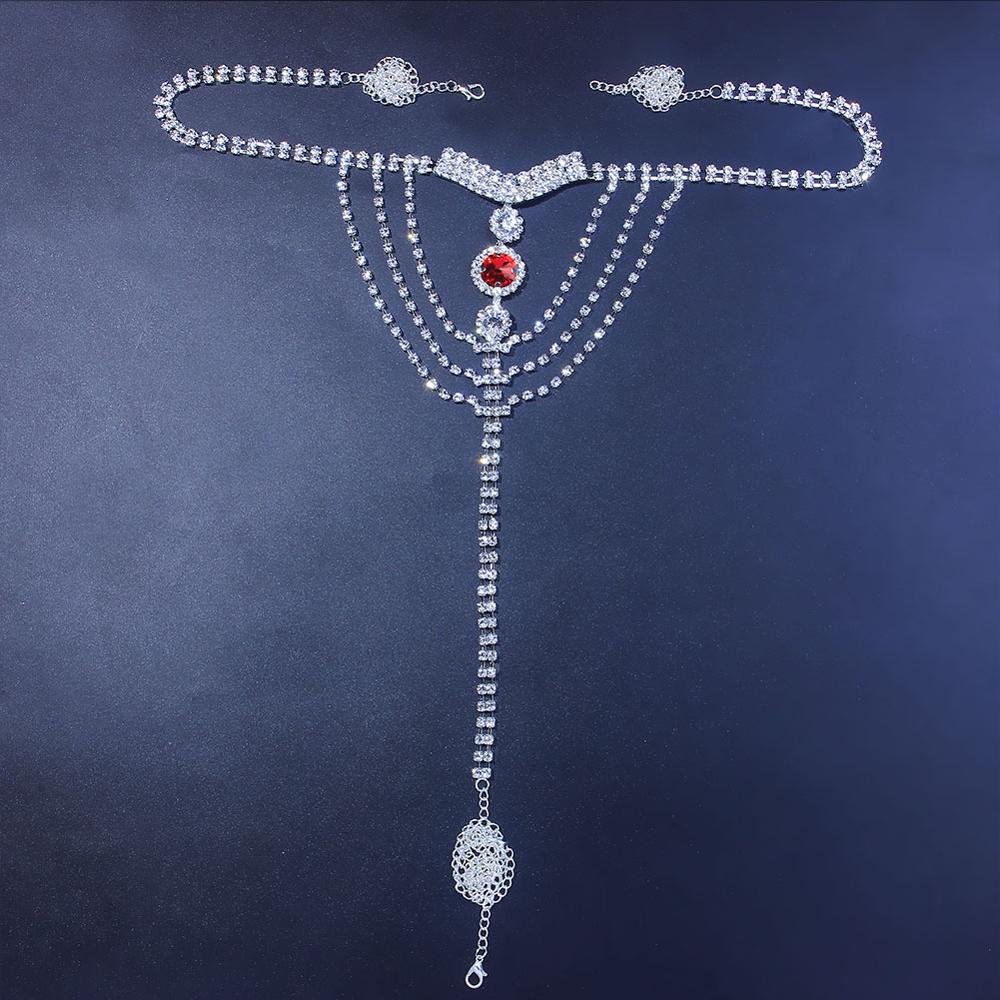 섹시한 바디 체인 란제리 레드 크리스탈 끈 팬티 여성을 - Body Jewelry Rhinestone 리뷰 및 가격
