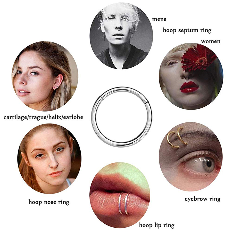16G 316L 수술용 스틸 힌지 클리커 코/격막 링, - Body Jewelry Lip Ring 리뷰 및 가격