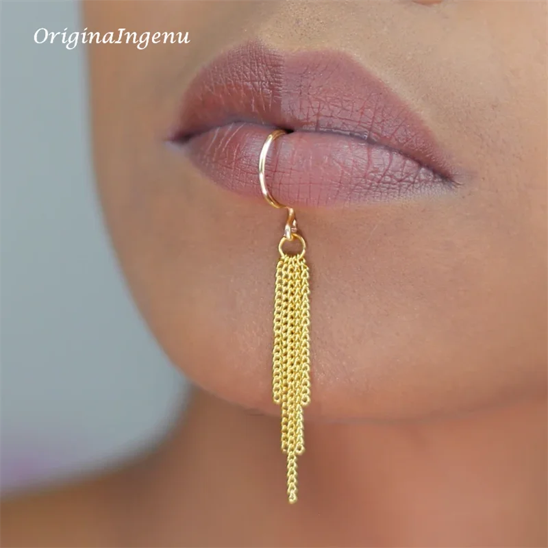 14K 골드필드 체인 립 커프 변색 방지 핸드메이드 립 - Body Jewelry Lip Ring 리뷰 및 가격