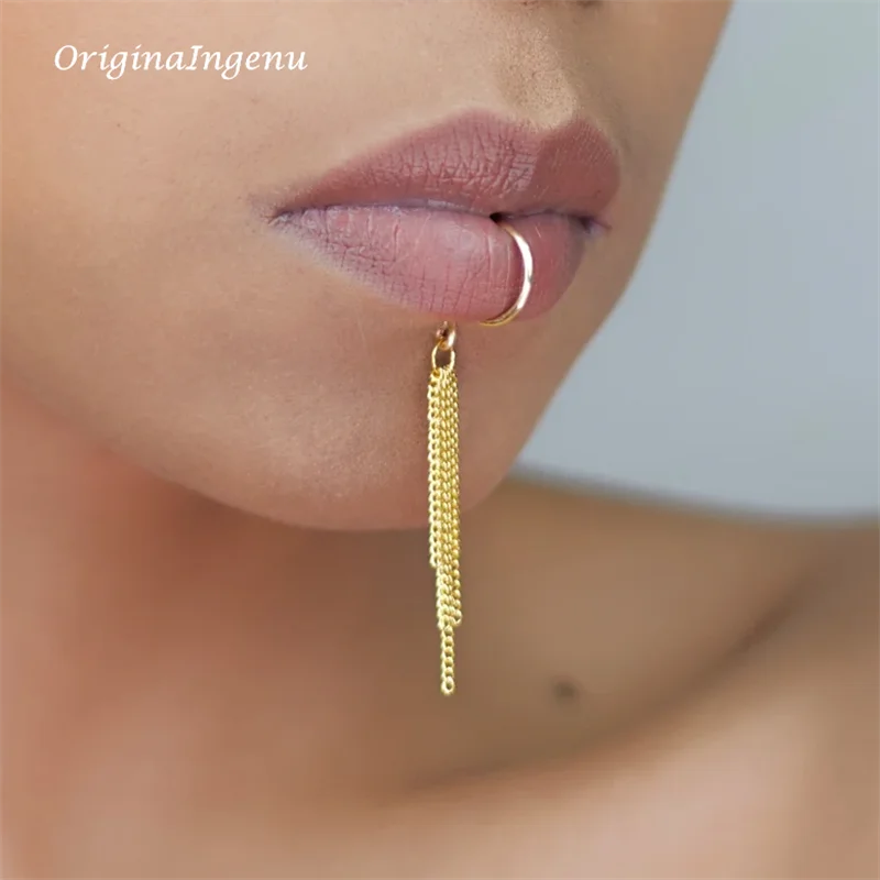14K 골드필드 체인 립 커프 변색 방지 핸드메이드 립 - Body Jewelry Lip Ring 리뷰 및 가격