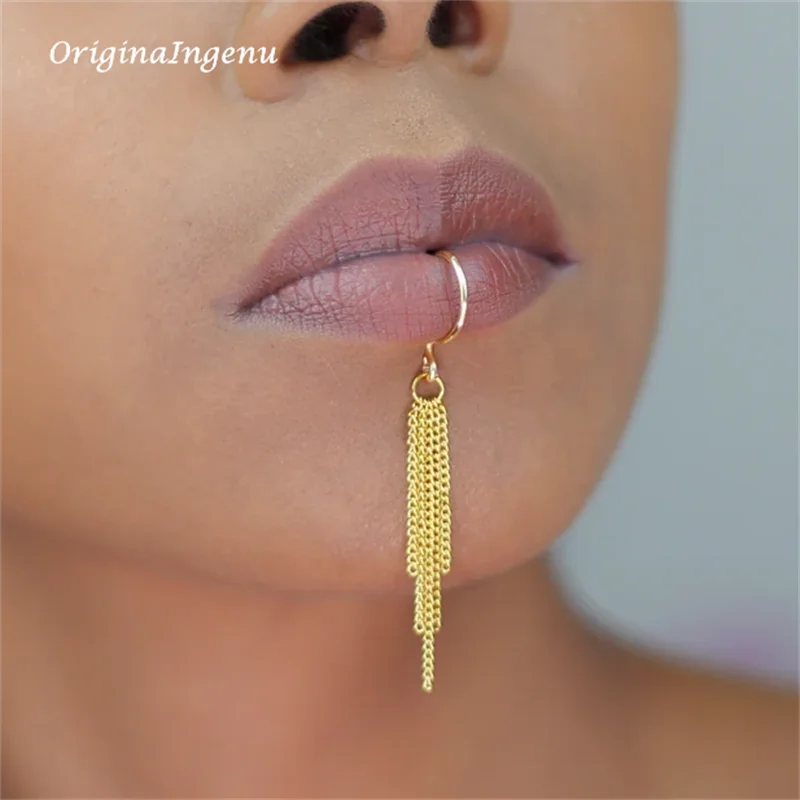14K 골드필드 체인 립 커프 변색 방지 핸드메이드 립 - Body Jewelry Lip Ring 리뷰 및 가격