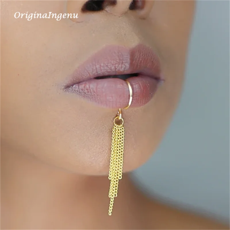 14K 골드필드 체인 립 커프 변색 방지 핸드메이드 립 - Body Jewelry Lip Ring 리뷰 및 가격