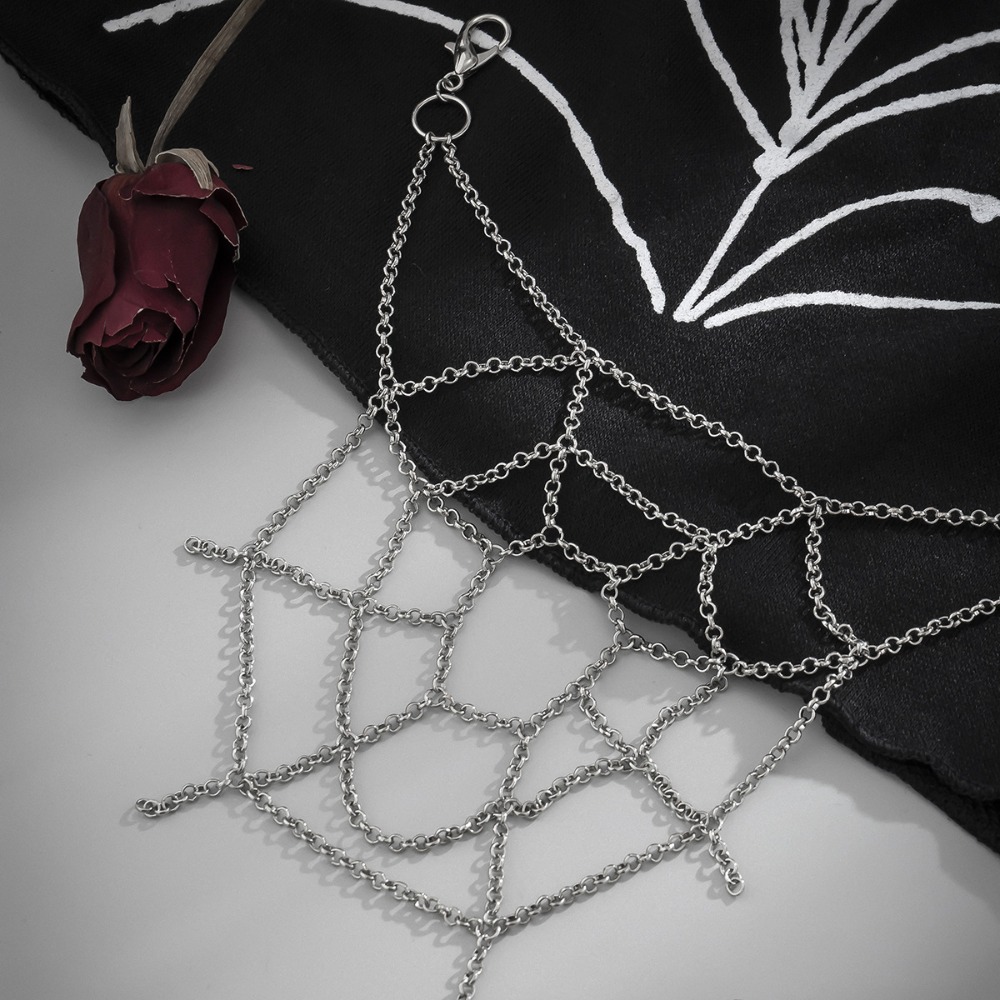고딕 펑크 슬리버 컬러 스파이더 웹 바지 체인 남성 여 - Body Jewelry Charms 리뷰 및 가격