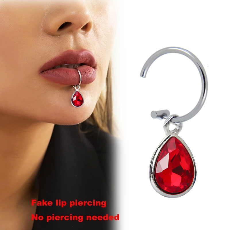 개성 있는 물방울 크리스탈 크로스 펜던트, 스테인리스  - Body Jewelry Lip Ring 리뷰 및 가격