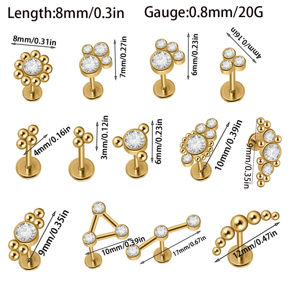 1PC 스테인레스 스틸 골드 도금 Cz Labret 립 - Body Jewelry Threadless 리뷰 및 가격