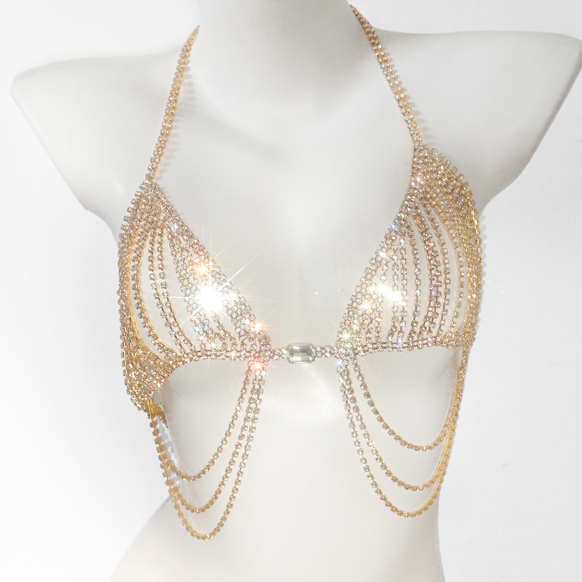 여성용 섹시한 라인스톤 브라 언더팬츠 투피스 세트, 세 - Body Jewelry Rhinestone 리뷰 및 가격