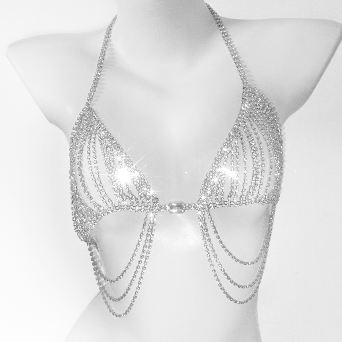 여성용 섹시한 라인스톤 브라 언더팬츠 투피스 세트, 세 - Body Jewelry Rhinestone 리뷰 및 가격