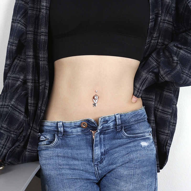 저자극성 925 스털링 실버 토끼 배꼽 피어싱 배꼽 단 - Body Jewelry Goth 리뷰 및 가격