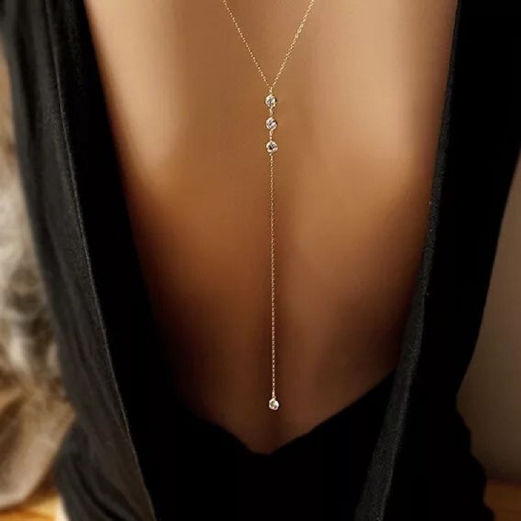 새로운 라인스톤 섹시 여성 백 체인 목걸이 비키니 비치 - Body Jewelry Outfit 리뷰 및 가격