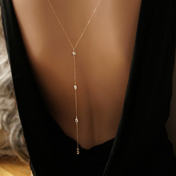 새로운 라인스톤 섹시 여성 백 체인 목걸이 비키니 비치 - Body Jewelry Outfit 리뷰 및 가격
