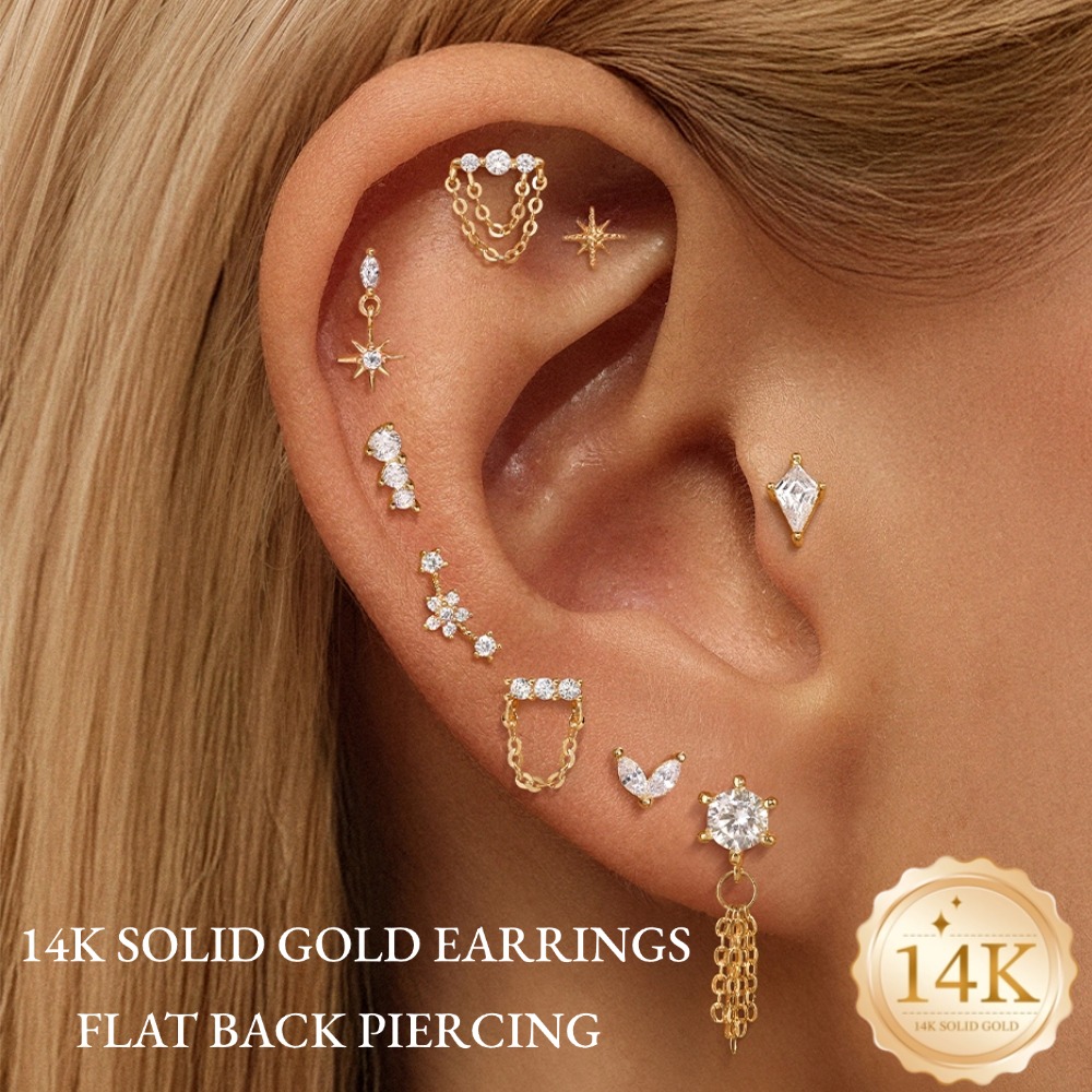 DIeSchein 14K 순금 플랫 백 스터드 귀걸이, - Tragus Flat Back 리뷰 및 가격