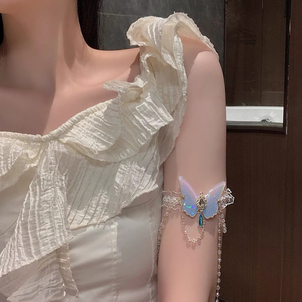 패션 나비 패턴 탄성 레이스 다리 체인, 달콤한 소녀  - Body Jewelry Outfit 리뷰 및 가격
