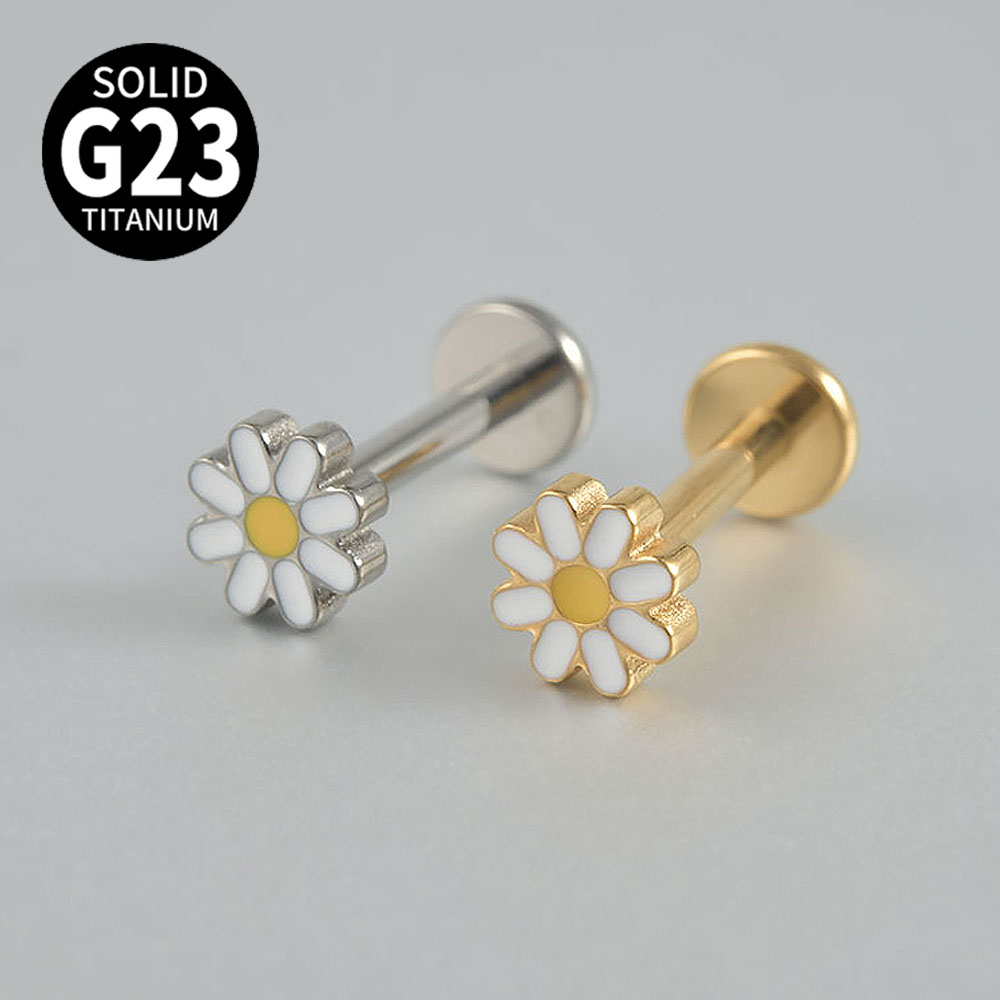 2-1개 티타늄 데이지 해바라기 귀걸이 스터드 귀걸이  - Body Jewelry Threadless 리뷰 및 가격