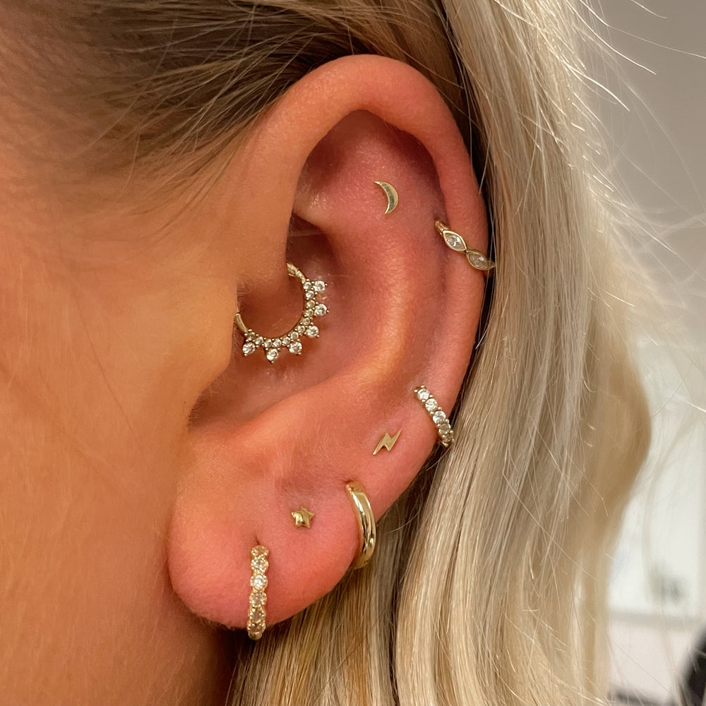 스타 문 연골 스터드 귀걸이 한국 패션 골드 컬러 지르 - Body Jewelry Flat Back 리뷰 및 가격