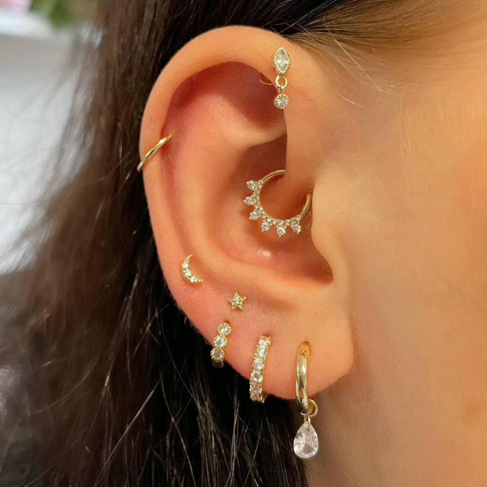스타 문 연골 스터드 귀걸이 한국 패션 골드 컬러 지르 - Body Jewelry Flat Back 리뷰 및 가격