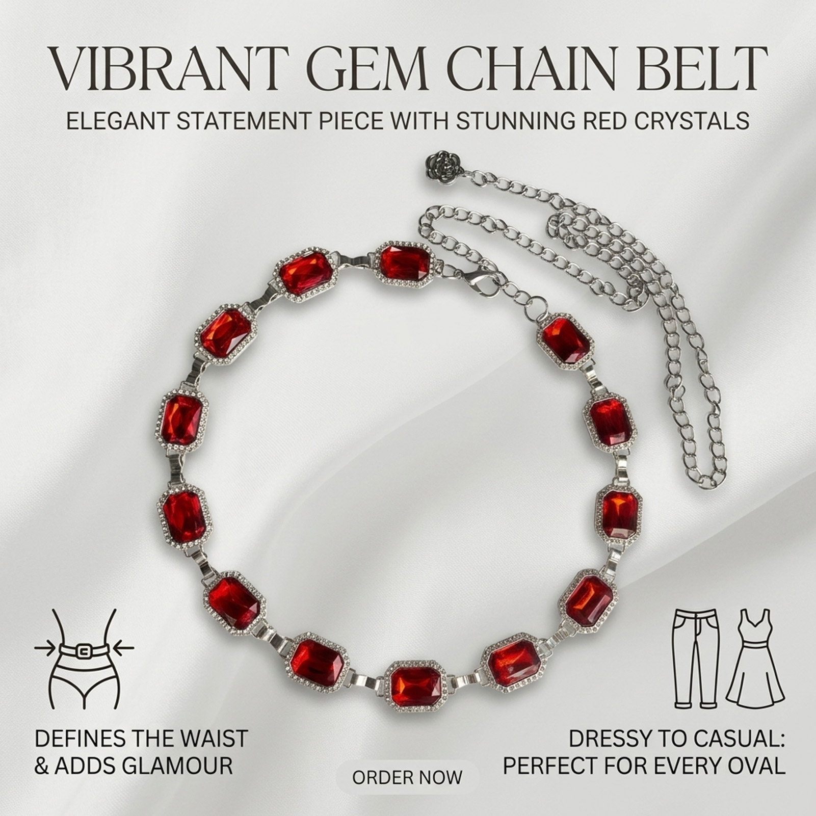 보헤미안 스타일 사각 유리 라인스톤 허리 체인 여성용  - Body Jewelry Rhinestone 리뷰 및 가격