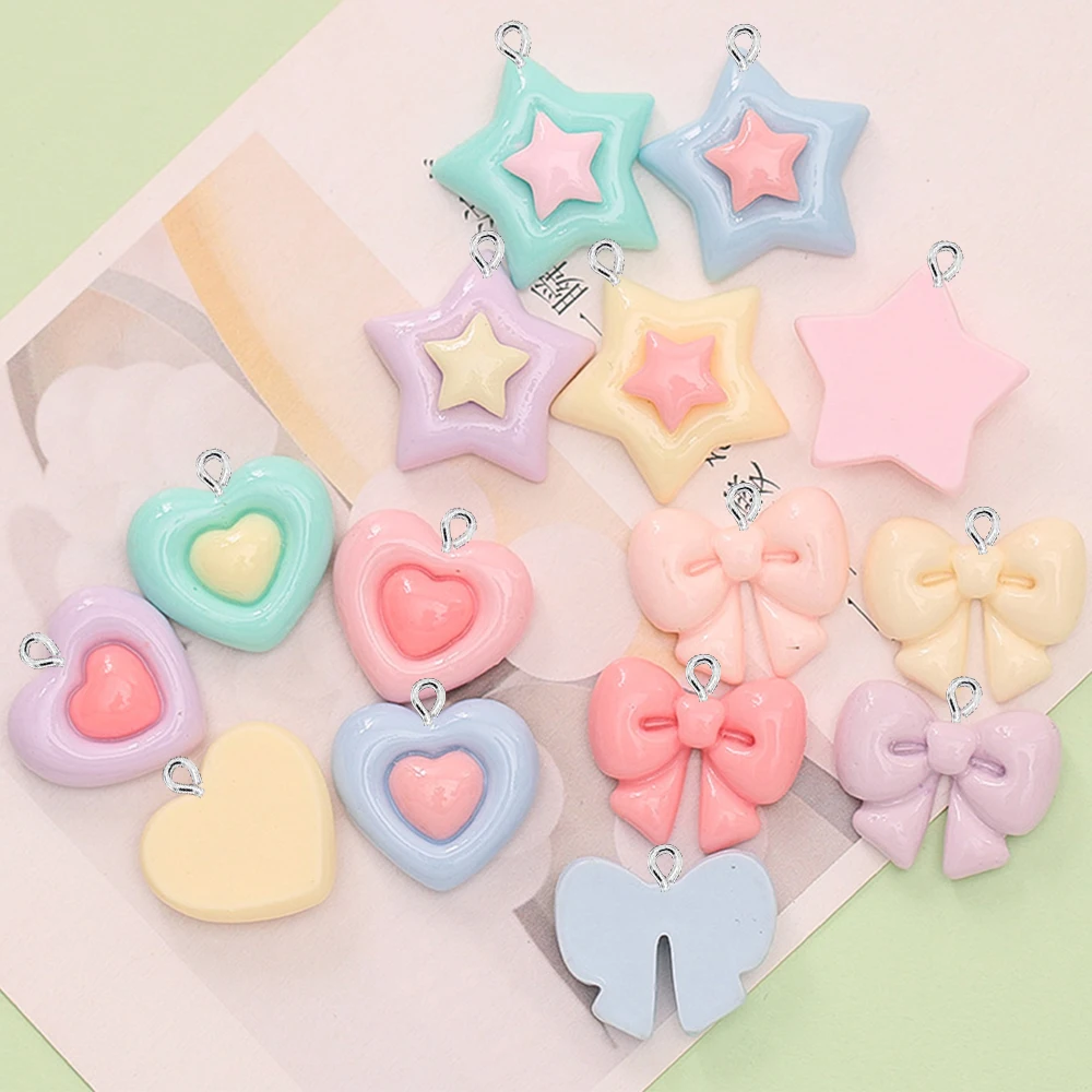 10PCS 반짝 이는 스타 하트 보우 시리즈 플랫 백  - Star Flat Back 리뷰 및 가격