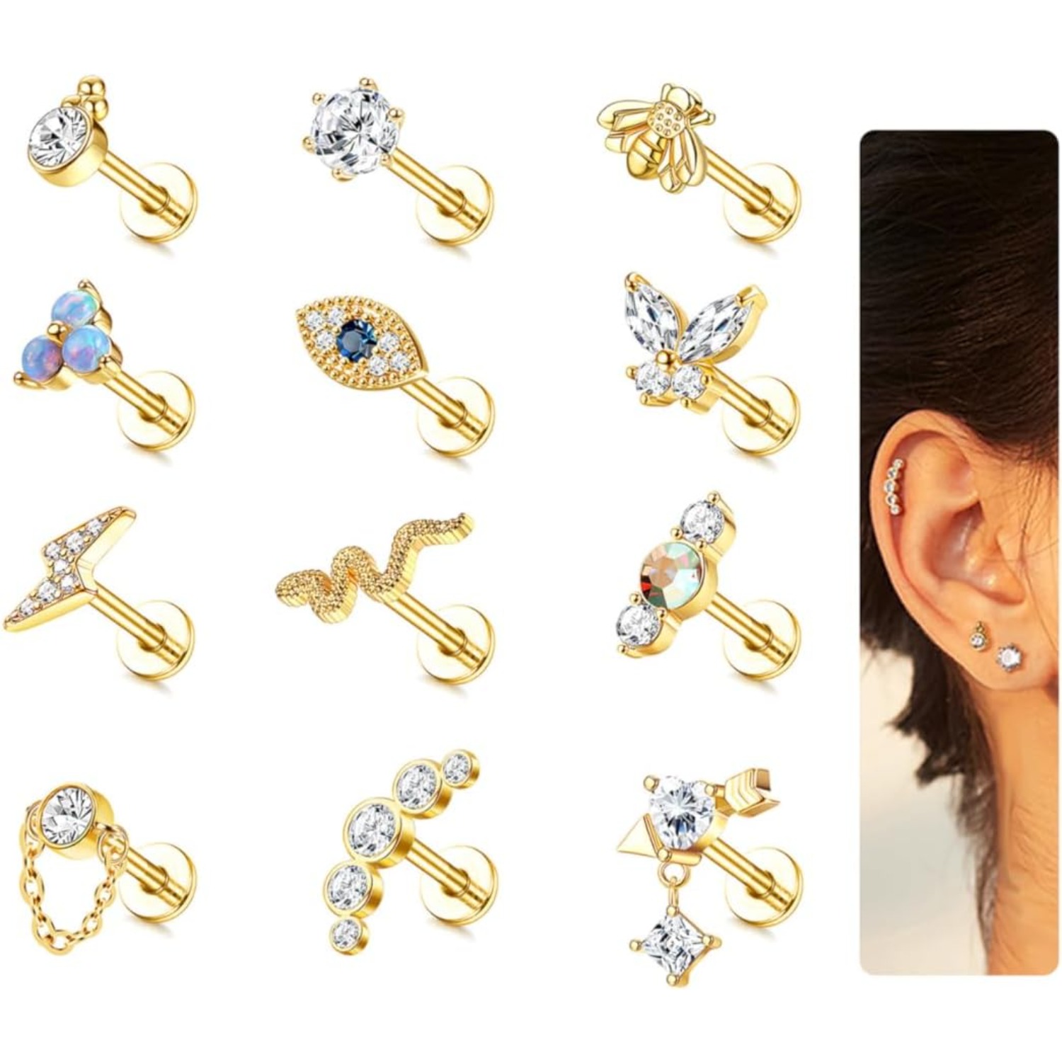 보비스티 여성용 연골 귀걸이 1개, 외과용 스틸 플랫  - Body Jewelry Flat Back 리뷰 및 가격