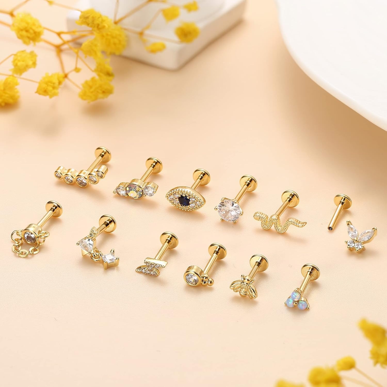 보비스티 여성용 연골 귀걸이 1개, 외과용 스틸 플랫  - Body Jewelry Flat Back 리뷰 및 가격