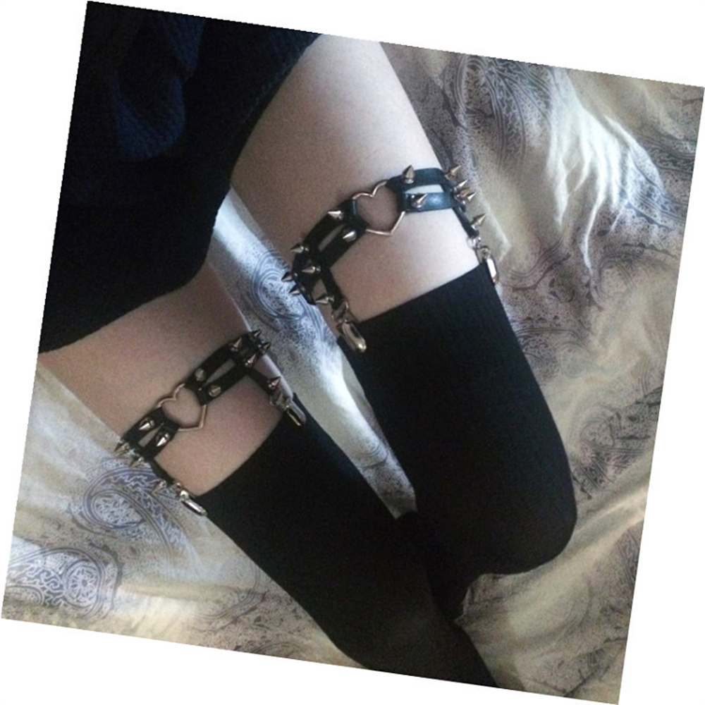 1Pcs 여성 펑크 고스 하트 PU 가죽 탄성 다리 반 - Body Jewelry Goth 리뷰 및 가격