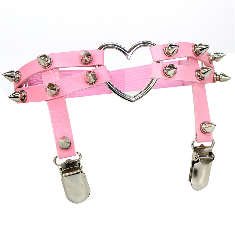 1Pcs 여성 펑크 고스 하트 PU 가죽 탄성 다리 반 - Body Jewelry Goth 리뷰 및 가격