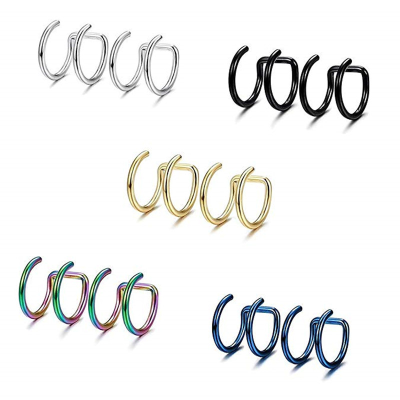 2개 세트 316L 스테인리스 스틸 클립형 이어커프 헬 - Body Jewelry Lip Ring 리뷰 및 가격