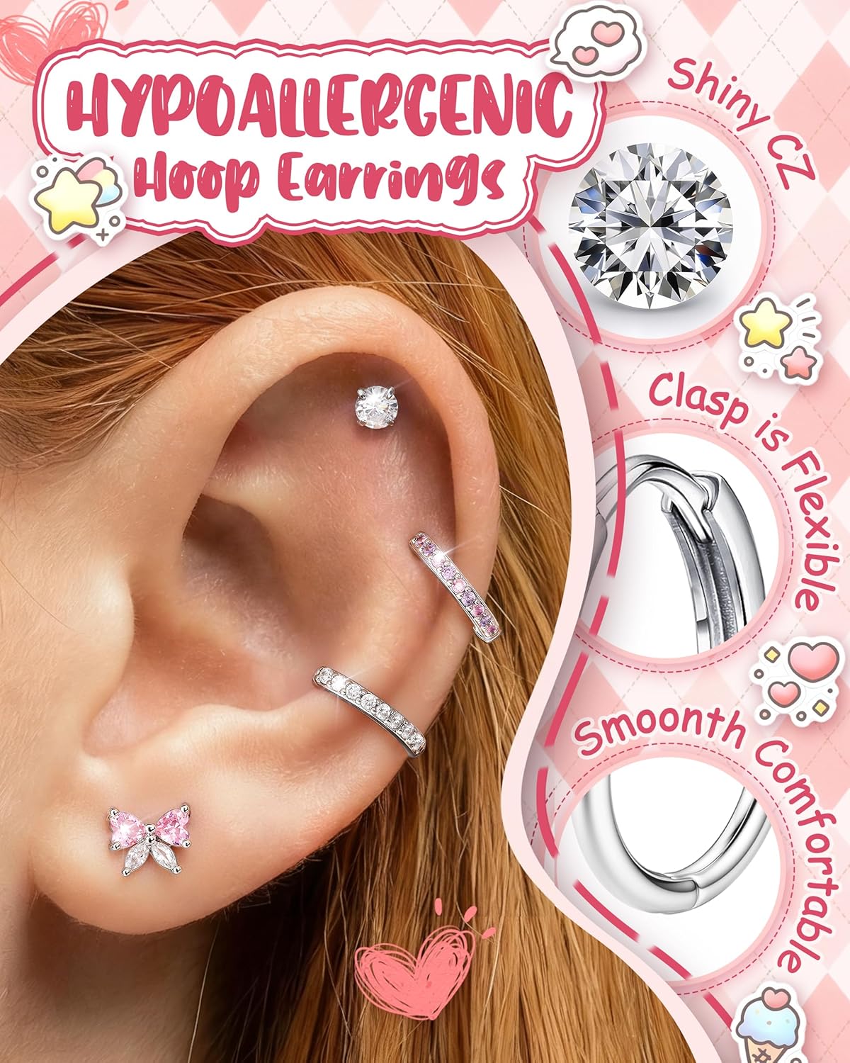 여성을 위한 보비스티 1쌍 귀걸이, 외과용 스틸 스터드 - Body Jewelry Flat Back 리뷰 및 가격