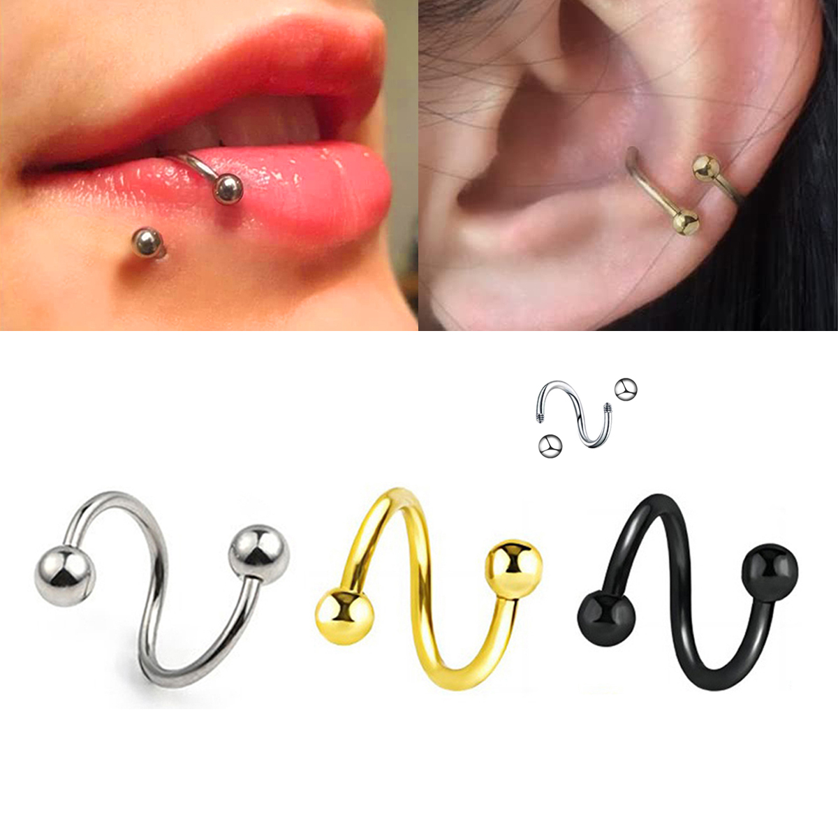 여성용 나선형 귀걸이 피어싱 쥬얼리 다용도 바디 쥬얼리 - Body Jewelry Lip Ring 리뷰 및 가격