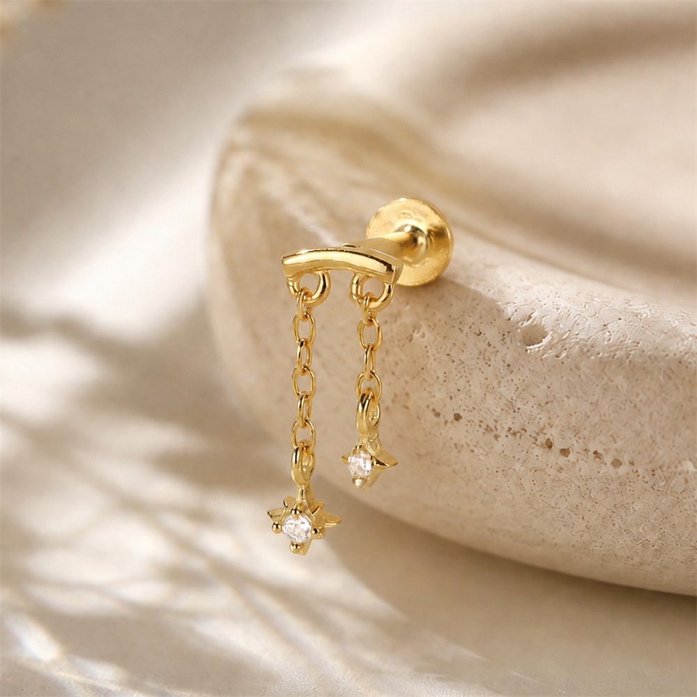AIDE 925 스털링 실버 팔각형 스타 더블 체인 태 - Body Jewelry Flat Back 리뷰 및 가격