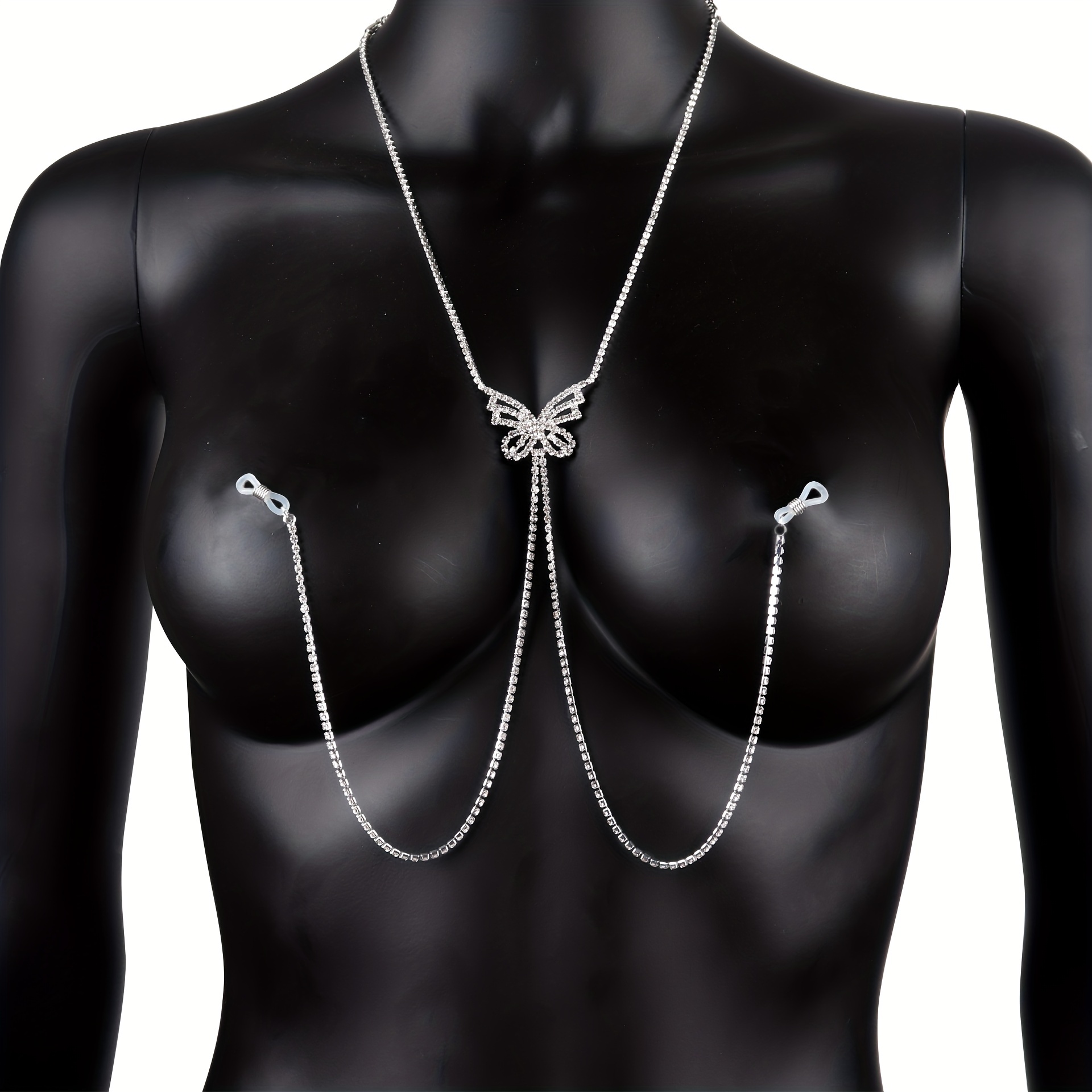 여성용 섹시한 술 나비 젖꼭지 체인, 비 천공 라인석  - Body Jewelry Rhinestone 리뷰 및 가격