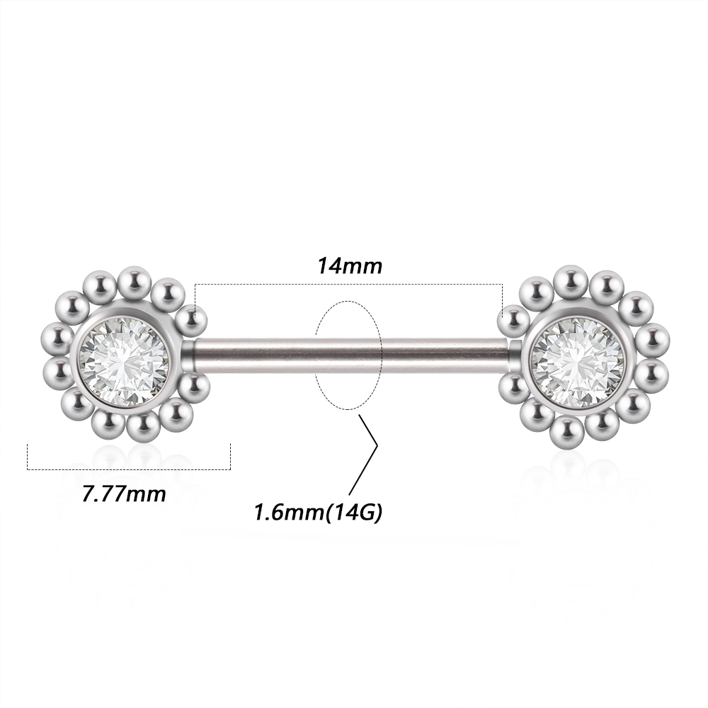 페어 361L 외과 강철 스레드리스 Cz 해바라기 젖꼭 - Body Jewelry Threadless 리뷰 및 가격