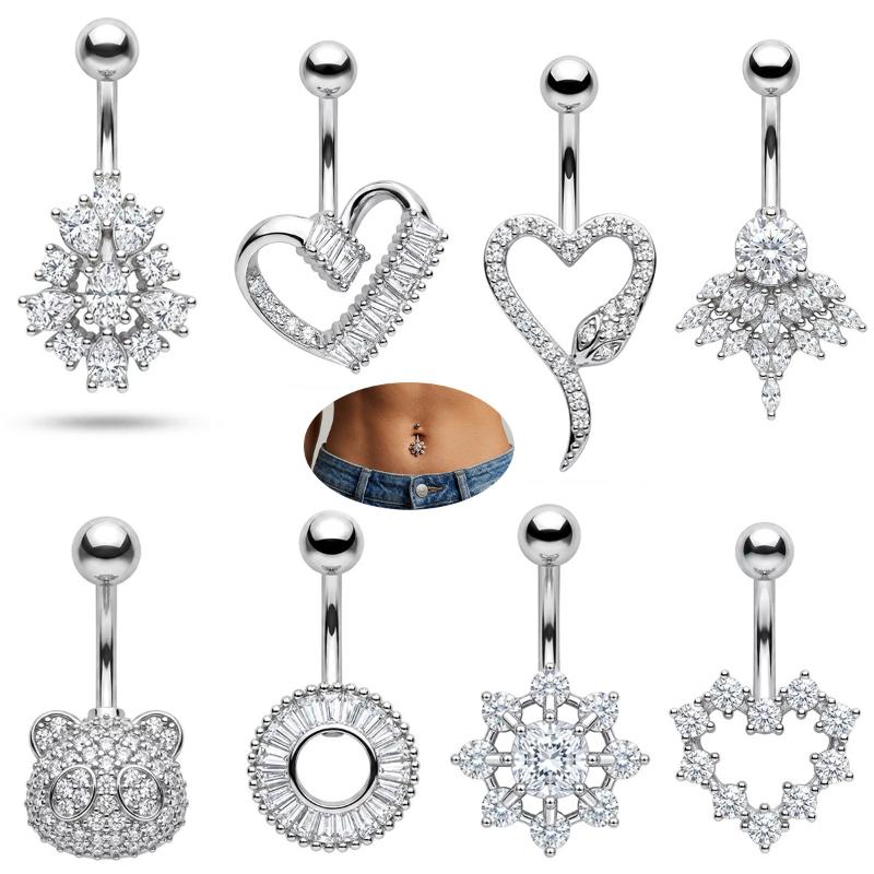 나비꽃 배꼽 링 롱 댕글 크리스탈 참 스테인리스 스틸  - Body Jewelry Charms 리뷰 및 가격