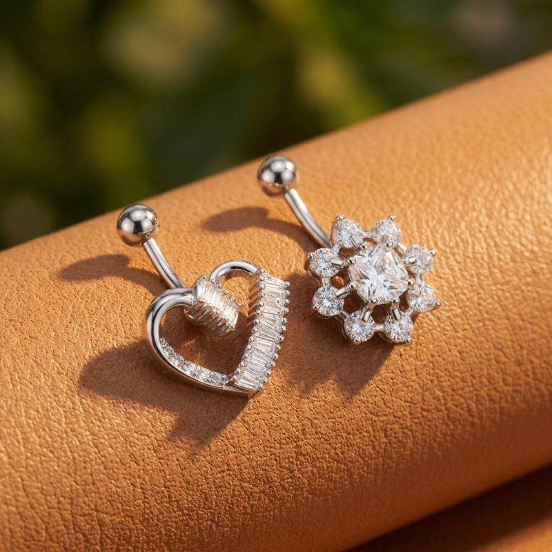 나비꽃 배꼽 링 롱 댕글 크리스탈 참 스테인리스 스틸  - Body Jewelry Charms 리뷰 및 가격