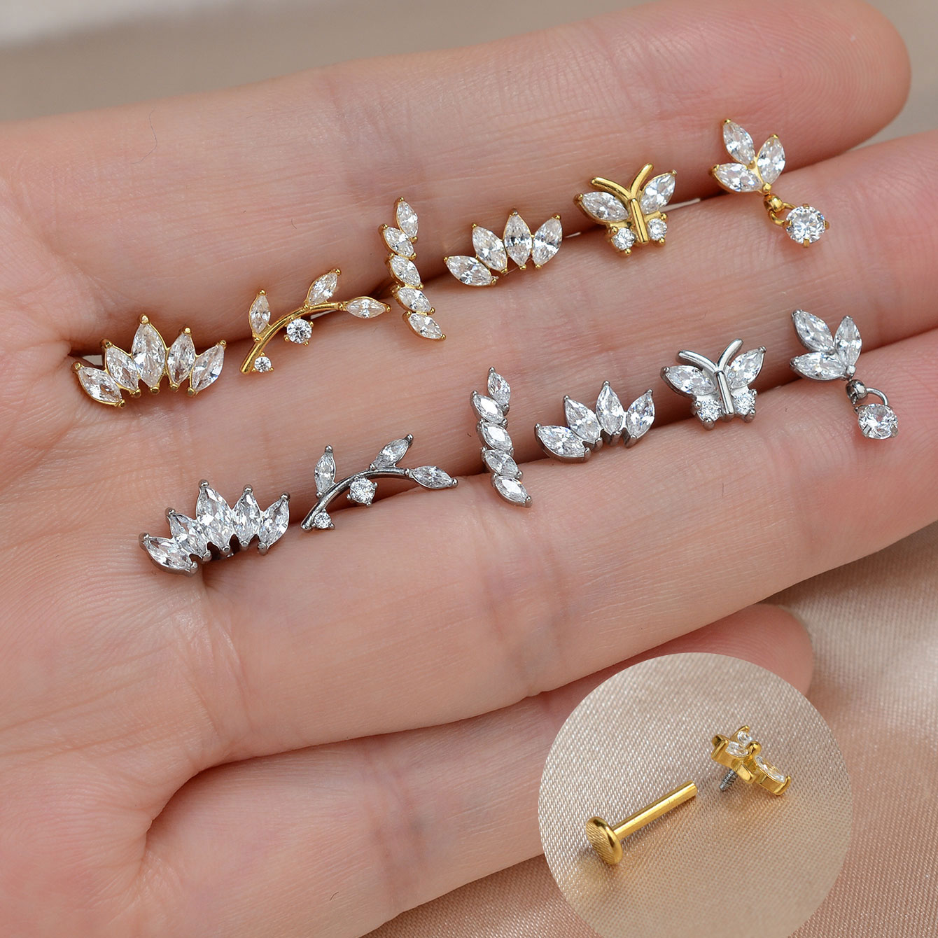 1PC 티타늄 스테인레스 스틸 귀걸이 작은 나비 잎 플 - Tragus Flat Back 리뷰 및 가격