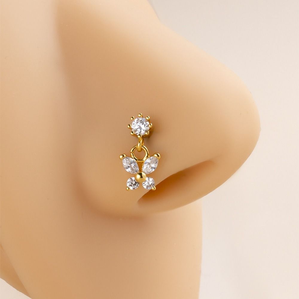 스테인리스 스틸 피어싱 코 스터드 크리스탈 지르콘 L  - Body Jewelry Goth 리뷰 및 가격